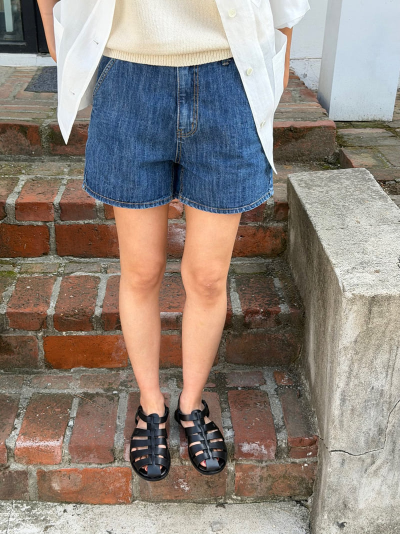 Amygrace - Korean Women Fashion - #momslook - Slub Denim Shorts - 4