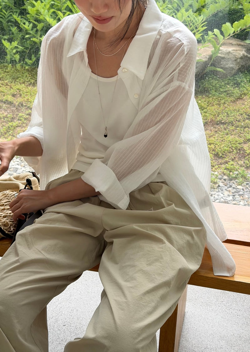 Amygrace - Korean Women Fashion - #momslook - Dolphin Stripe Shirt - 5