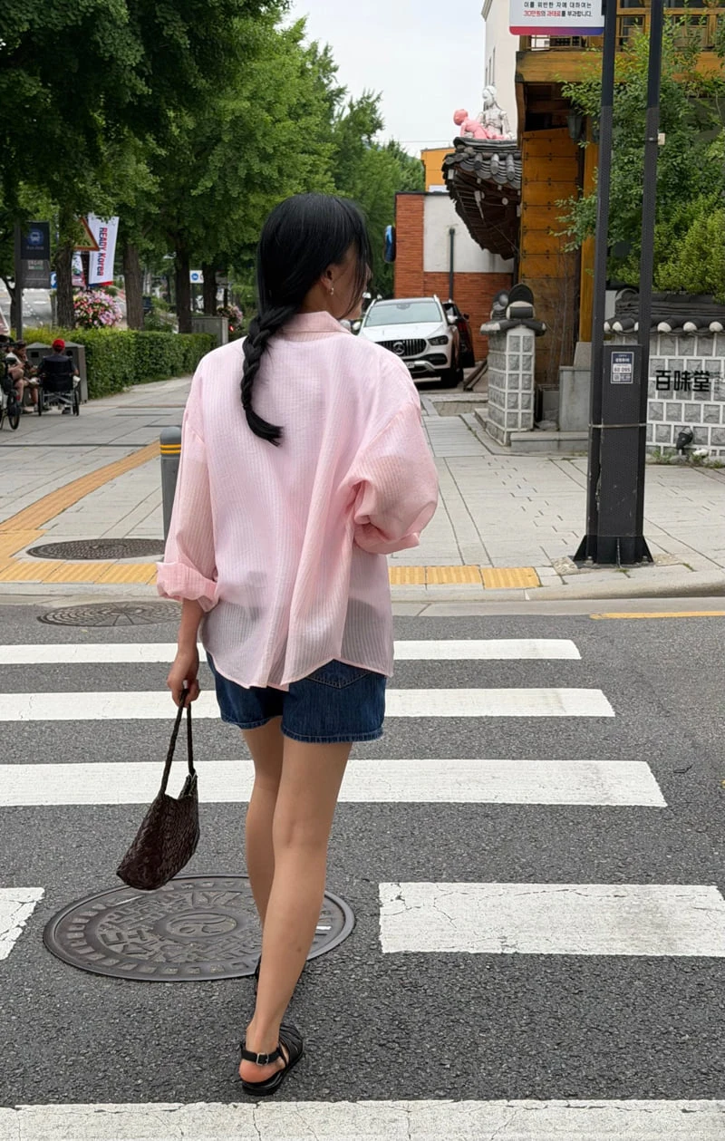 Amygrace - Korean Women Fashion - #momslook - Dolphin Stripe Shirt - 9
