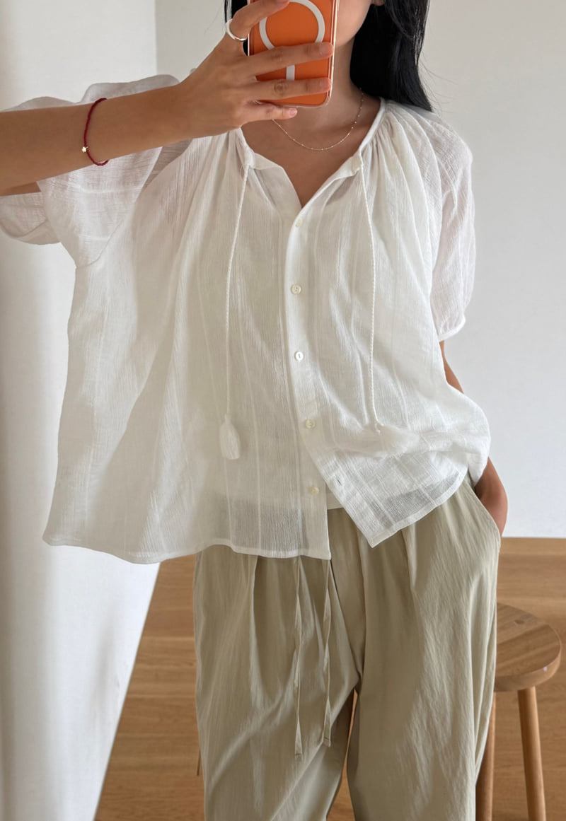 Amygrace - Korean Women Fashion - #momslook - Tassel Blouse
