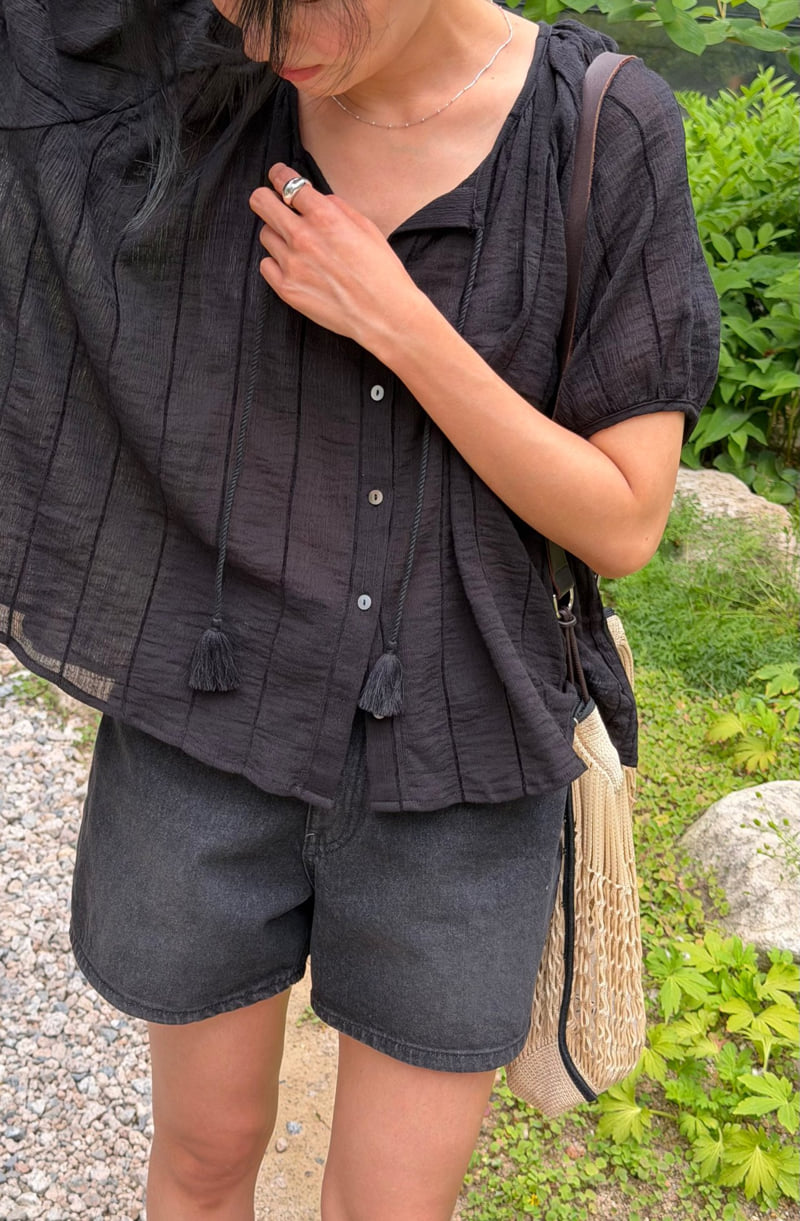Amygrace - Korean Women Fashion - #momslook - Tassel Blouse - 3