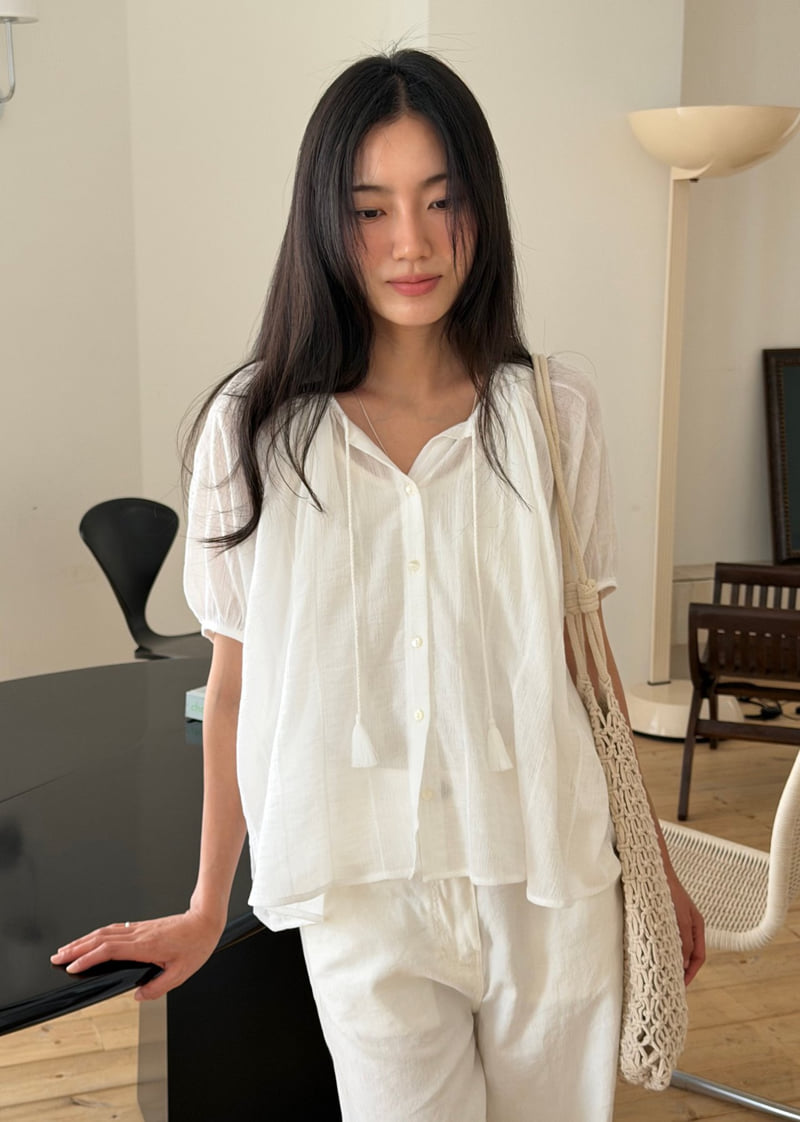 Amygrace - Korean Women Fashion - #momslook - Tassel Blouse - 5