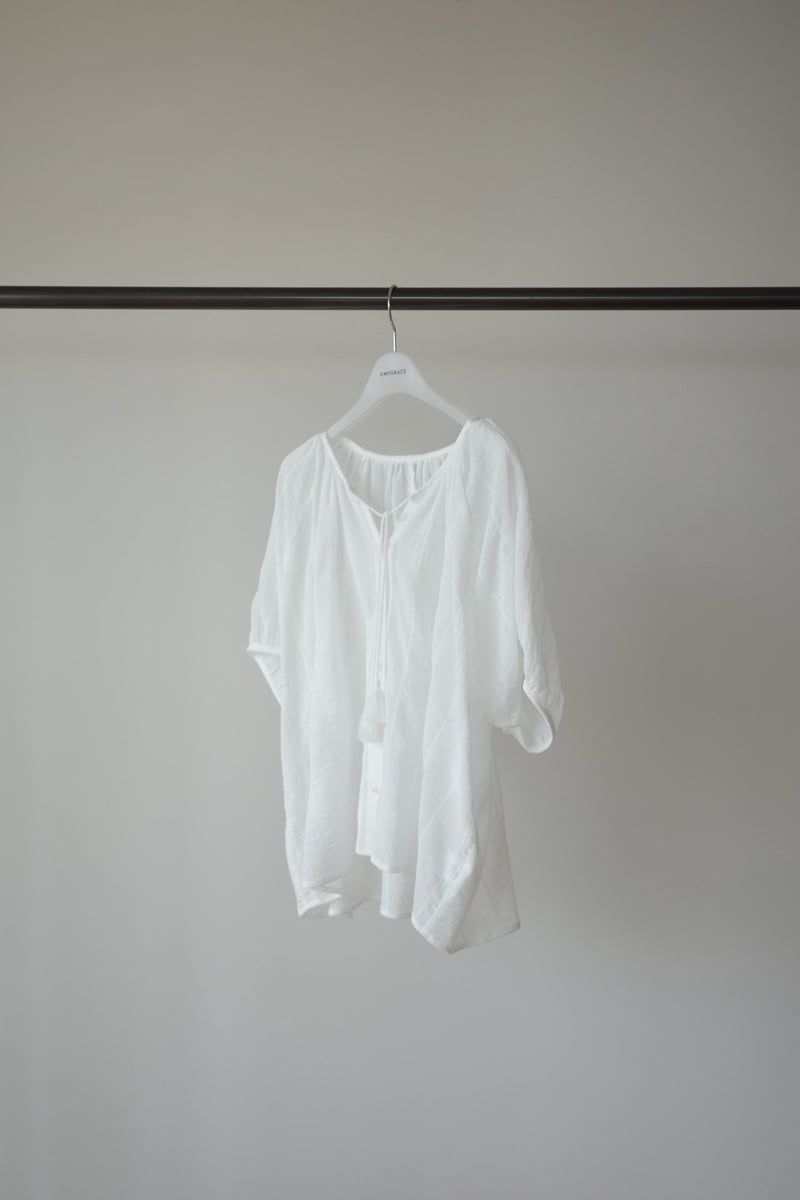 Amygrace - Korean Women Fashion - #momslook - Tassel Blouse - 7