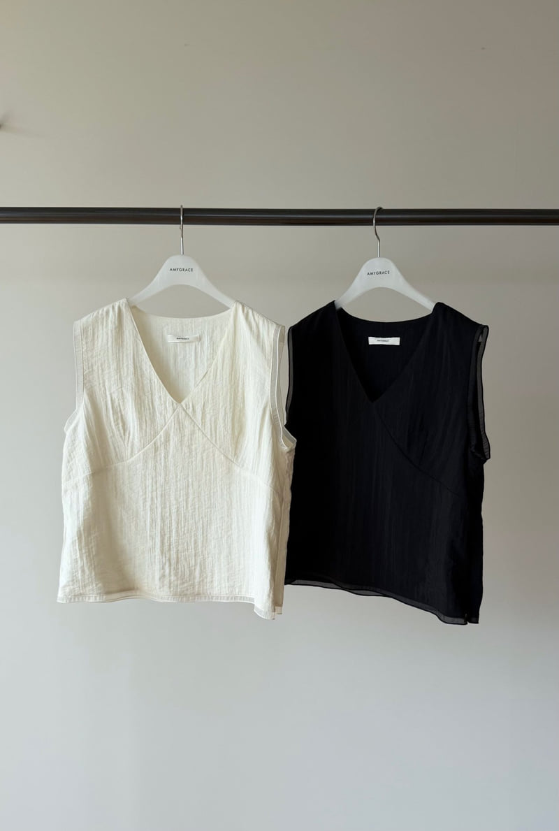 Amygrace - Korean Women Fashion - #romanticstyle - Awesome V-Neck Blouse - 3