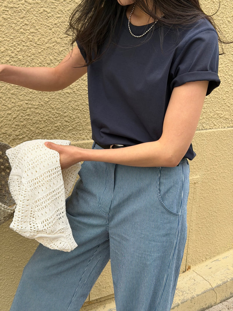 Amygrace - Korean Women Fashion - #shopsmall - Straight-Leg Striped Denim Pants - 5