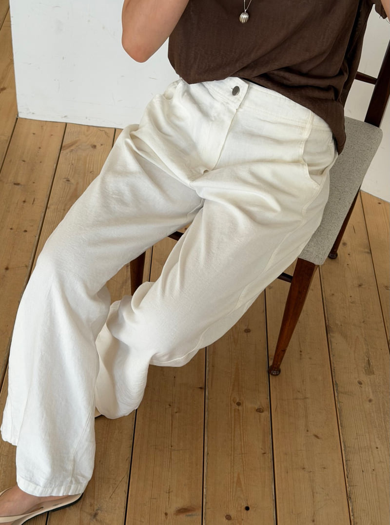 Amygrace - Korean Women Fashion - #shopsmall - Linen-Cotton Straight Pants - 5