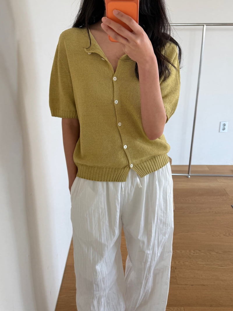 Amygrace - Korean Women Fashion - #vintageinspired - Olive Short-Sleeve Cardigan - 7