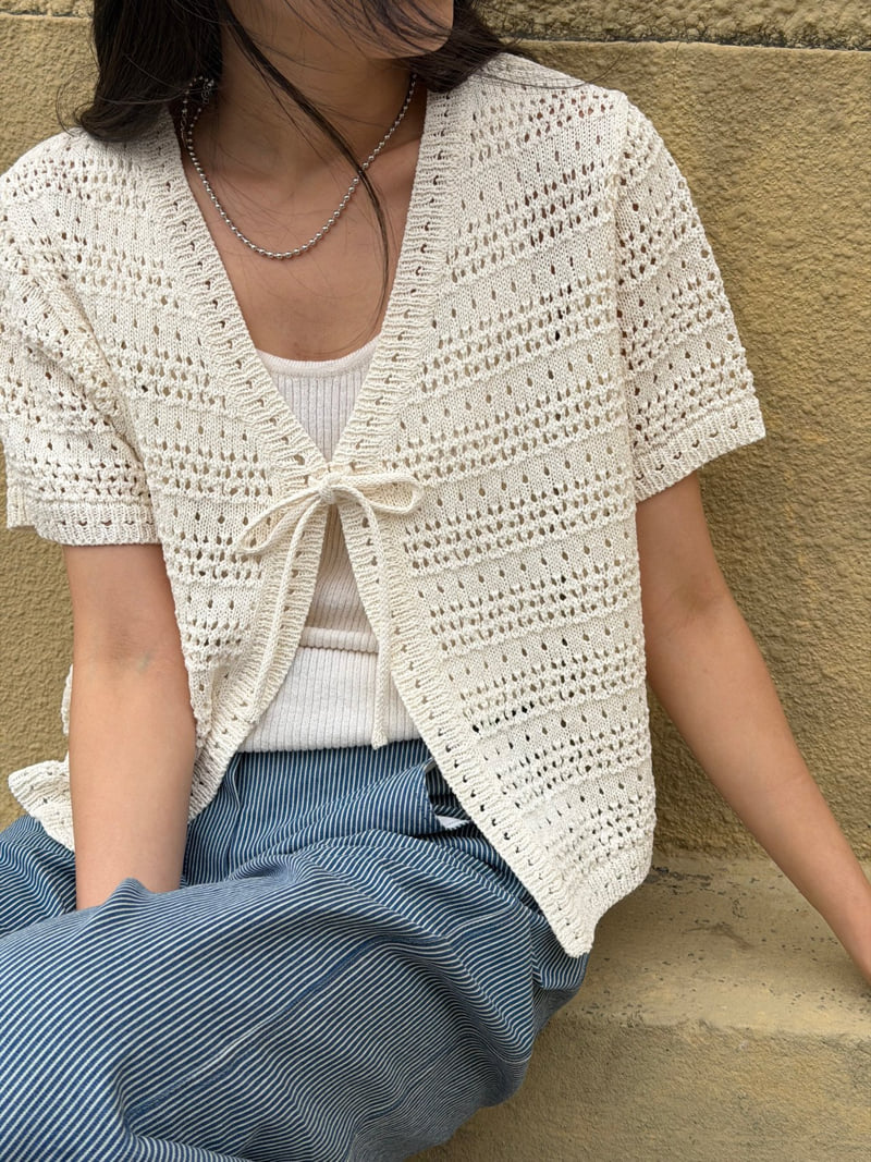 Amygrace - Korean Women Fashion - #womensfashion - Peanut Pointelle Cardigan - 4