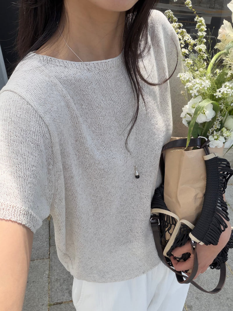 Amygrace - Korean Women Fashion - #vintageinspired - Salt Linen Boat-Neck Knit Top - 7