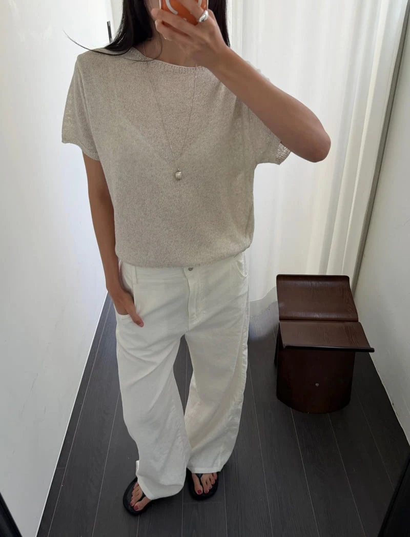 Amygrace - Korean Women Fashion - #vintagekidsstyle - Salt Linen Boat-Neck Knit Top - 8