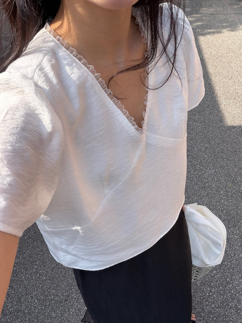 Amygrace - Korean Women Fashion - #womensfashion - Blossom V-Neck Blouse - 10