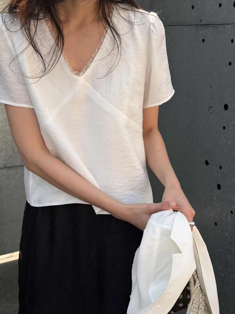 Amygrace - Korean Women Fashion - #womensfashion - Blossom V-Neck Blouse - 6