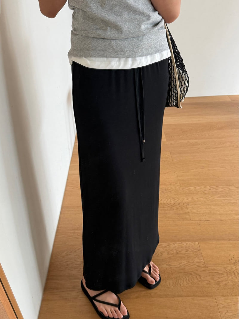 Amygrace - Korean Women Fashion - #womensfashion - Bear Rayon Elastic-Waist Skirt - 3