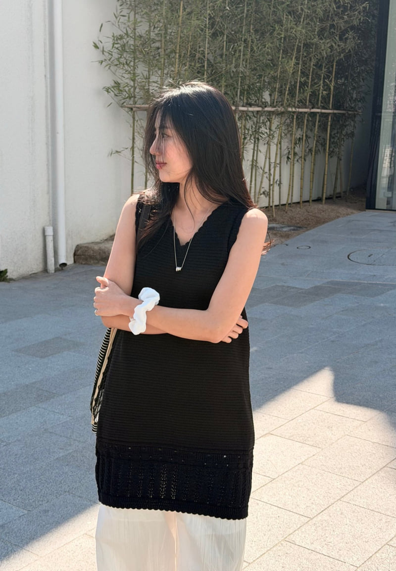 Amygrace - Korean Women Fashion - #momslook - Cone Knit One-piece - 4