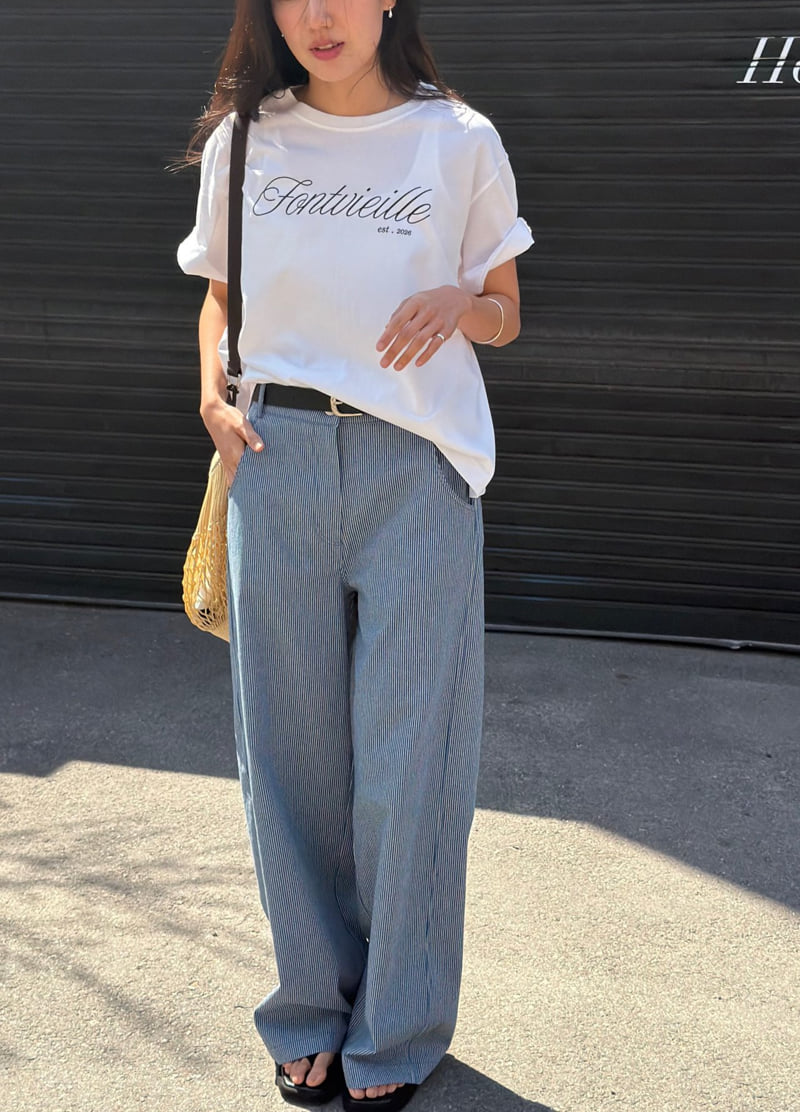 Amygrace - Korean Women Fashion - #womensfashion - Straight-Leg Striped Denim Pants - 9