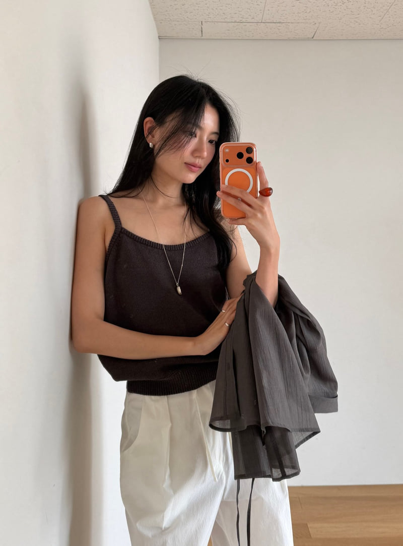 Amygrace - Korean Women Fashion - #womensfashion - Natural Knit Sleeveless Top - 3