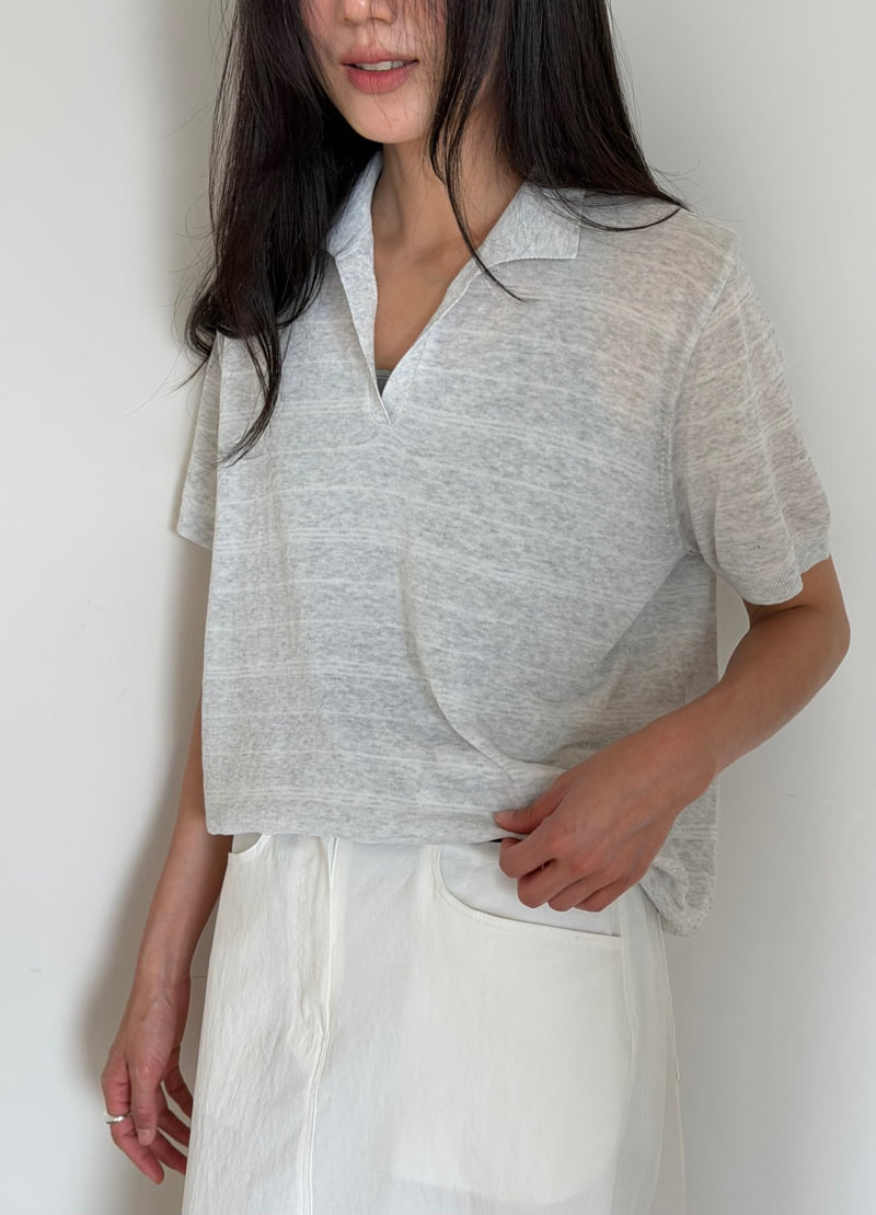 Amygrace - Korean Women Fashion - #womensfashion - Romance Striped Collar Knit Top - 2