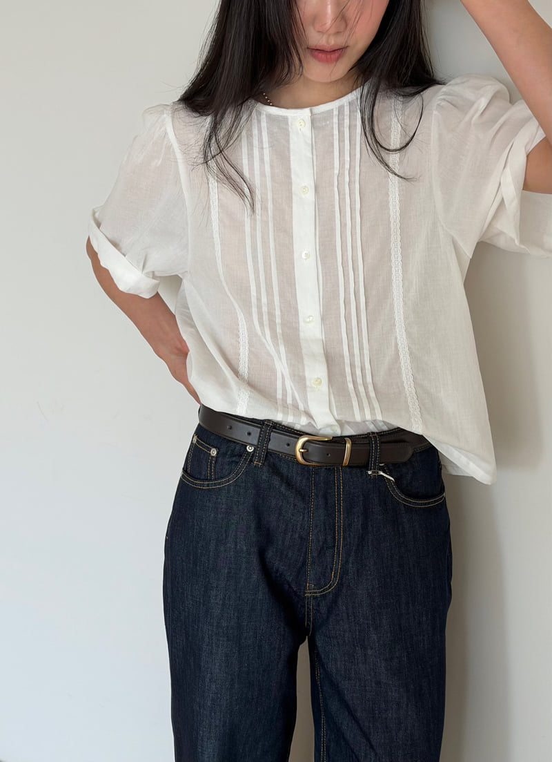 Amygrace - Korean Women Fashion - #womensfashion - Soft Pintuck Lace Blouse - 7
