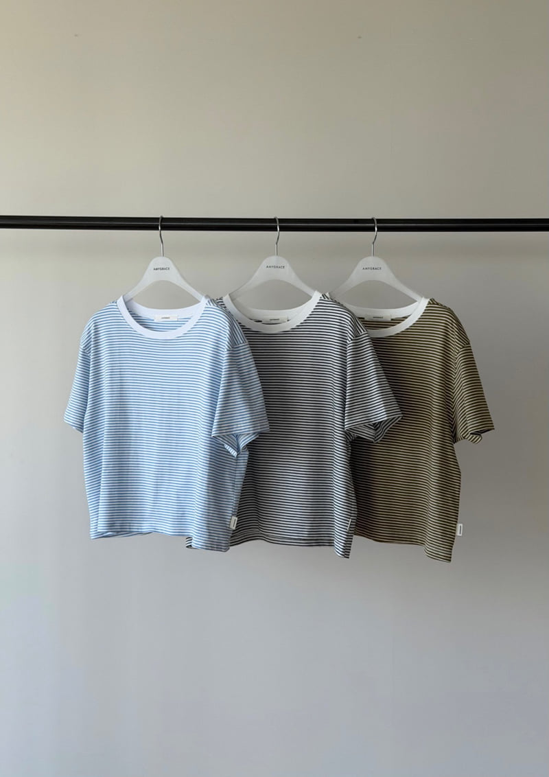 Amygrace - Korean Women Fashion - #womensfashion - Mini Cropped Stripe Tee