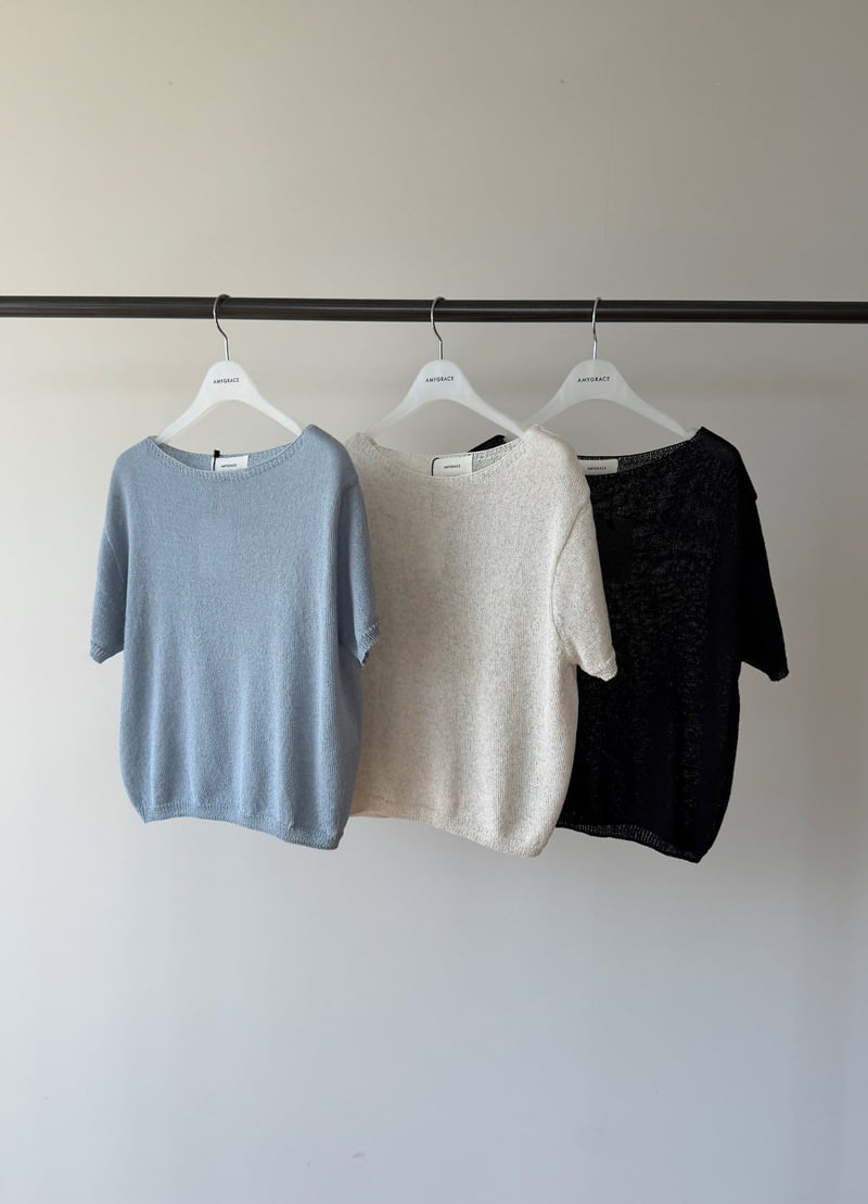 Amygrace - Korean Women Fashion - #womensfashion - Salt Linen Boat-Neck Knit Top - 2