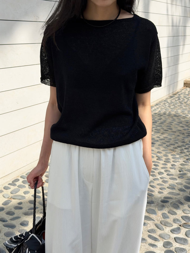 Amygrace - Korean Women Fashion - #womensfashion - Salt Linen Boat-Neck Knit Top - 6