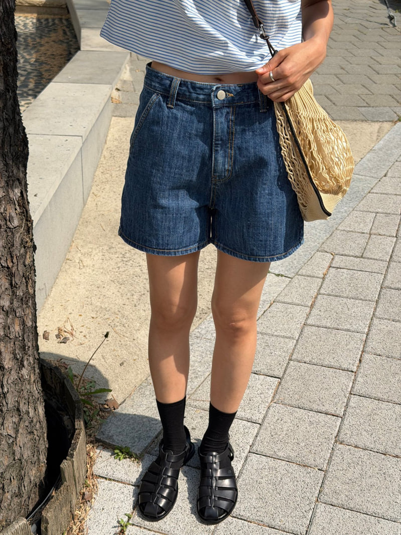 Amygrace - Korean Women Fashion - #womensfashion - Slub Denim Shorts - 5
