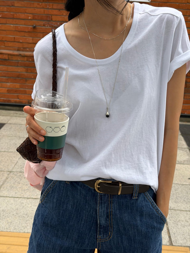 Amygrace - Korean Women Fashion - #womensfashion - Cable-Knit U-Neck Tee - 7