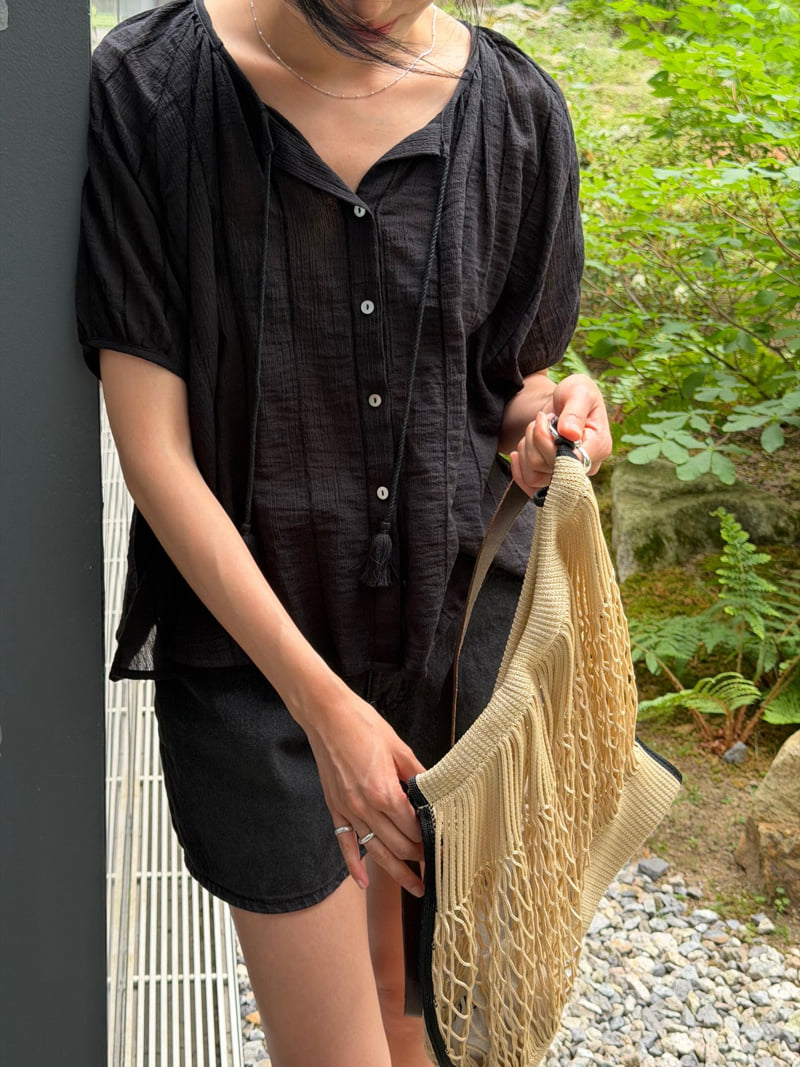 Amygrace - Korean Women Fashion - #womensfashion - Tassel Blouse - 6