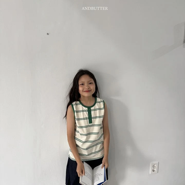 Andbutter - Korean Children Fashion - #childofig - Henley Stripe Sleeveless - 10