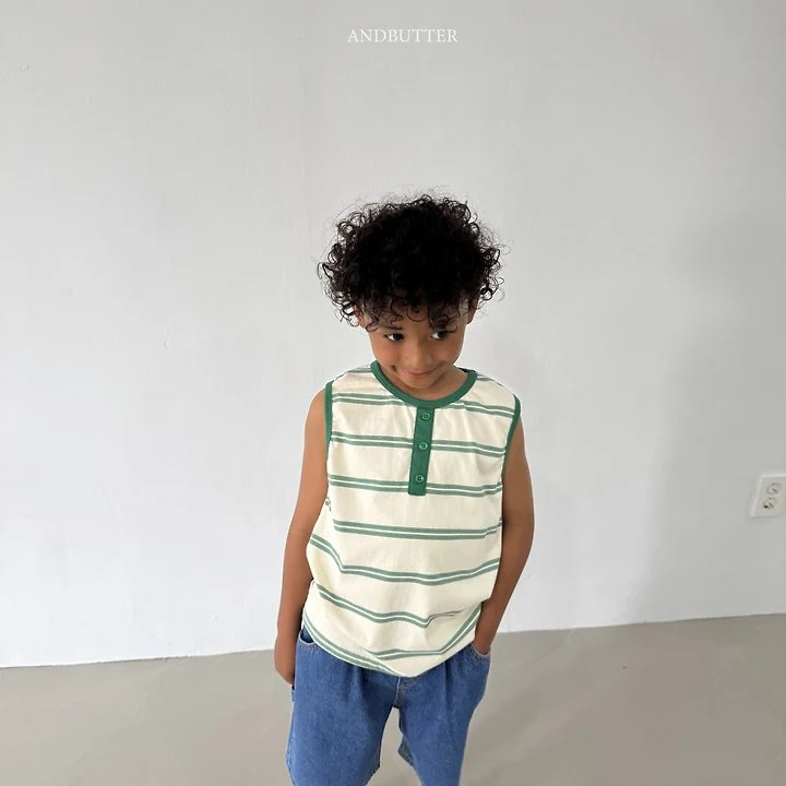 Andbutter - Korean Children Fashion - #childofig - Henley Stripe Sleeveless - 9