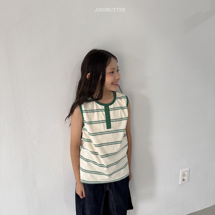 Andbutter - Korean Children Fashion - #childrensboutique - Henley Stripe Sleeveless - 11