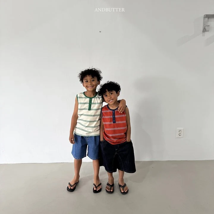 Andbutter - Korean Children Fashion - #littlefashionista - Henley Stripe Sleeveless - 5
