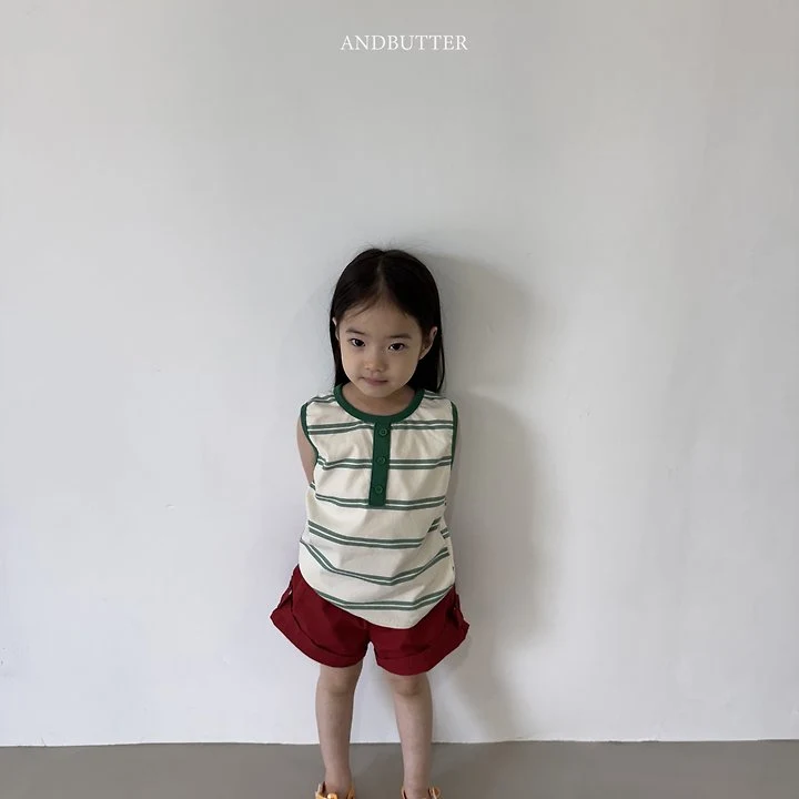 Andbutter - Korean Children Fashion - #prettylittlegirls - Henley Stripe Sleeveless - 8