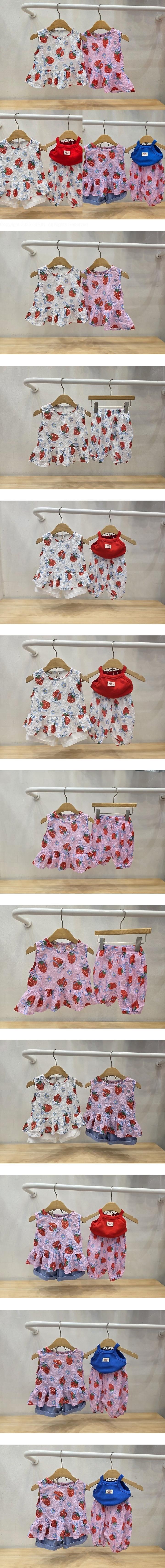 Atree - Korean Baby Fashion - #babyclothing - Strawberry Sleeveless Blouse