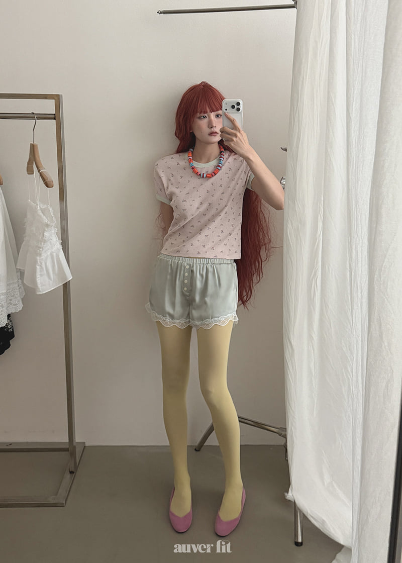 Auver_Fit - Korean Women Fashion - #momslook - Lace Lingerie Shorts - 2