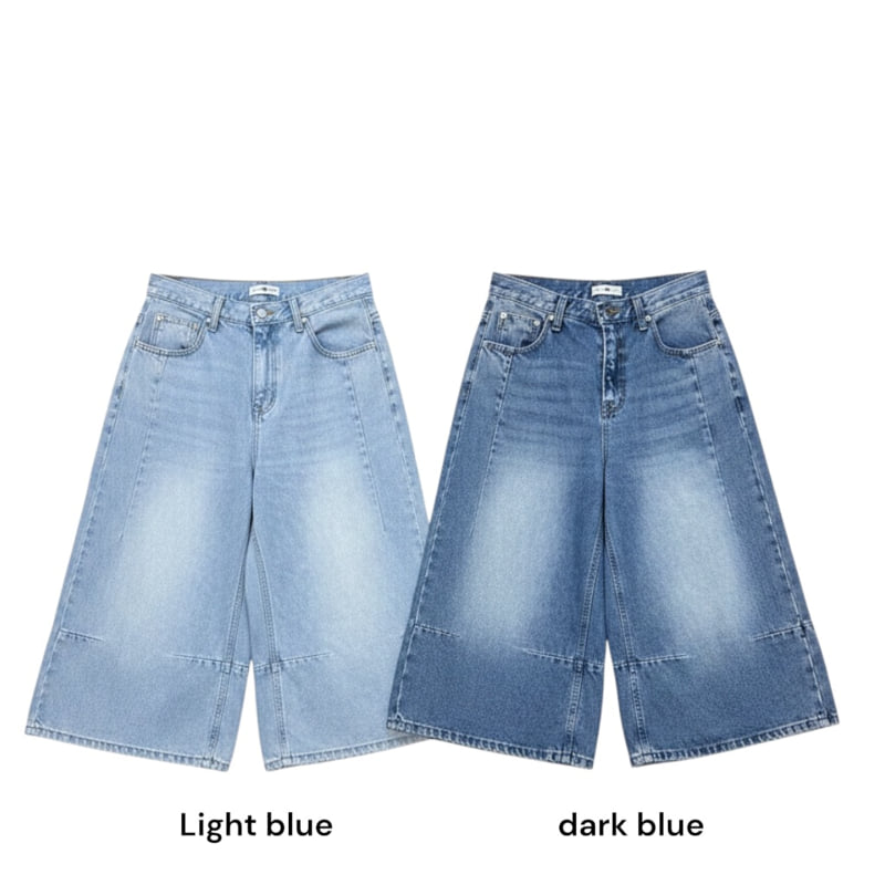 Auver_Fit - Korean Women Fashion - #momslook - Bermuda Pintuck Denim Pants - 12