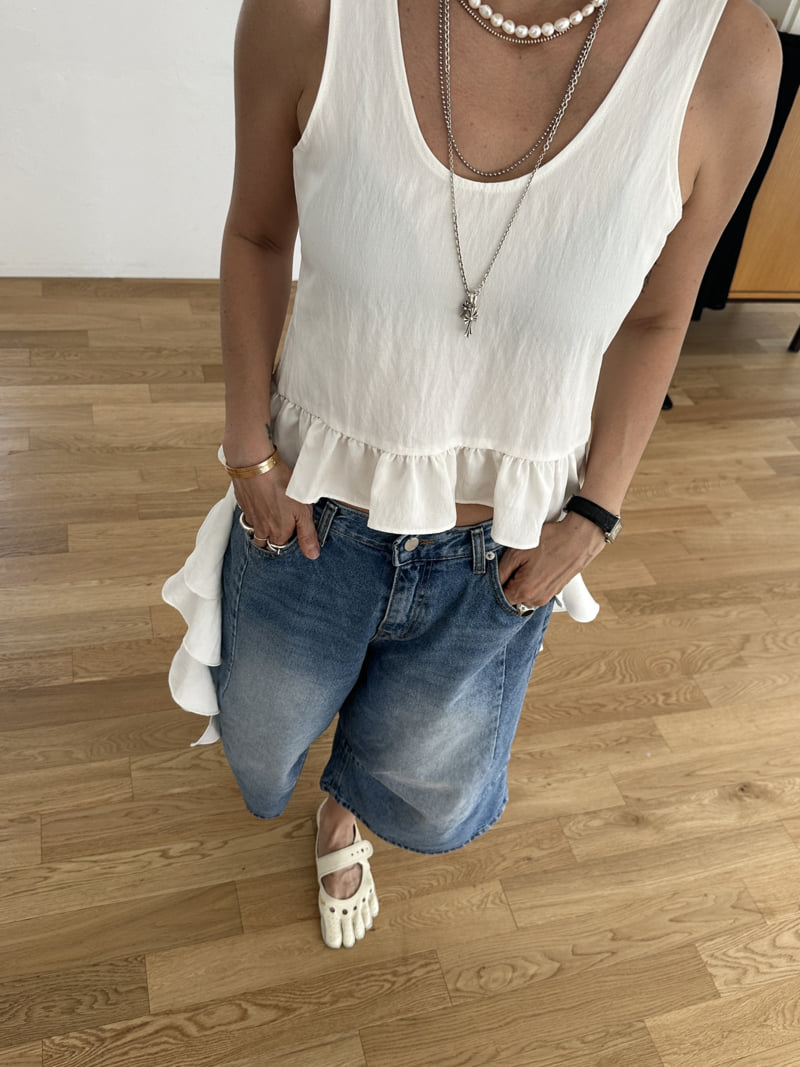 Auver_Fit - Korean Women Fashion - #momslook - Bermuda Pintuck Denim Pants - 8