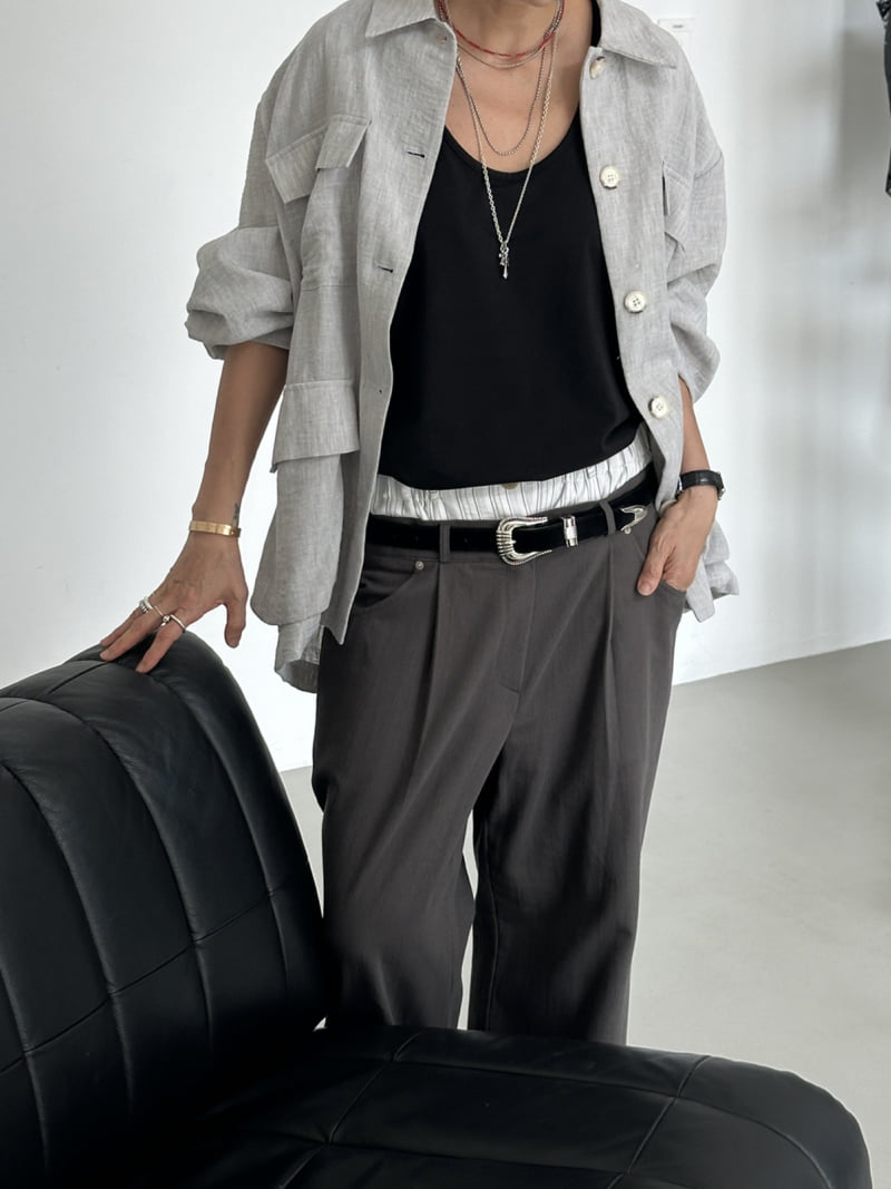 Auver_Fit - Korean Women Fashion - #momslook - Linen Pocket Field Jacket - 3
