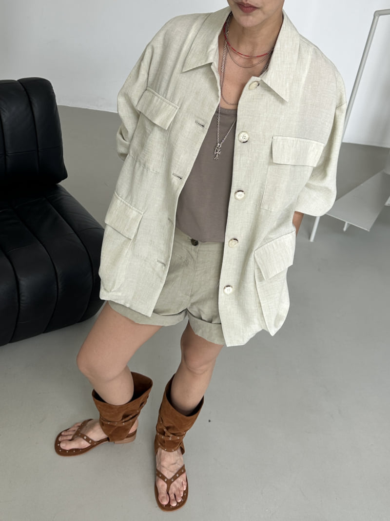 Auver_Fit - Korean Women Fashion - #momslook - Linen Pocket Field Jacket - 9