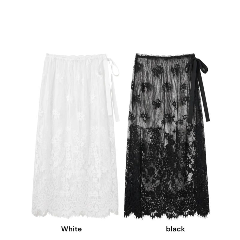 Auver_Fit - Korean Women Fashion - #momslook - Lace Wrap Skirt - 12