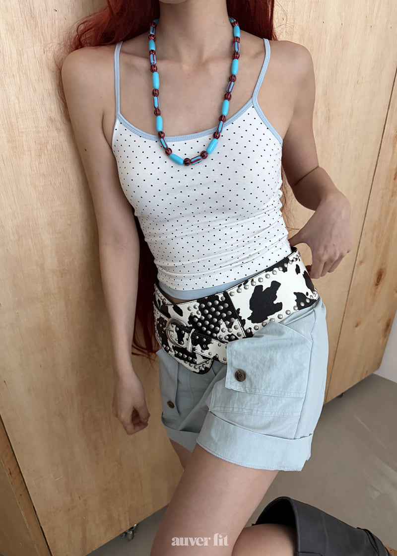 Auver_Fit - Korean Women Fashion - #vintagekidsstyle - Swim Dot Sleeveless Top - 4