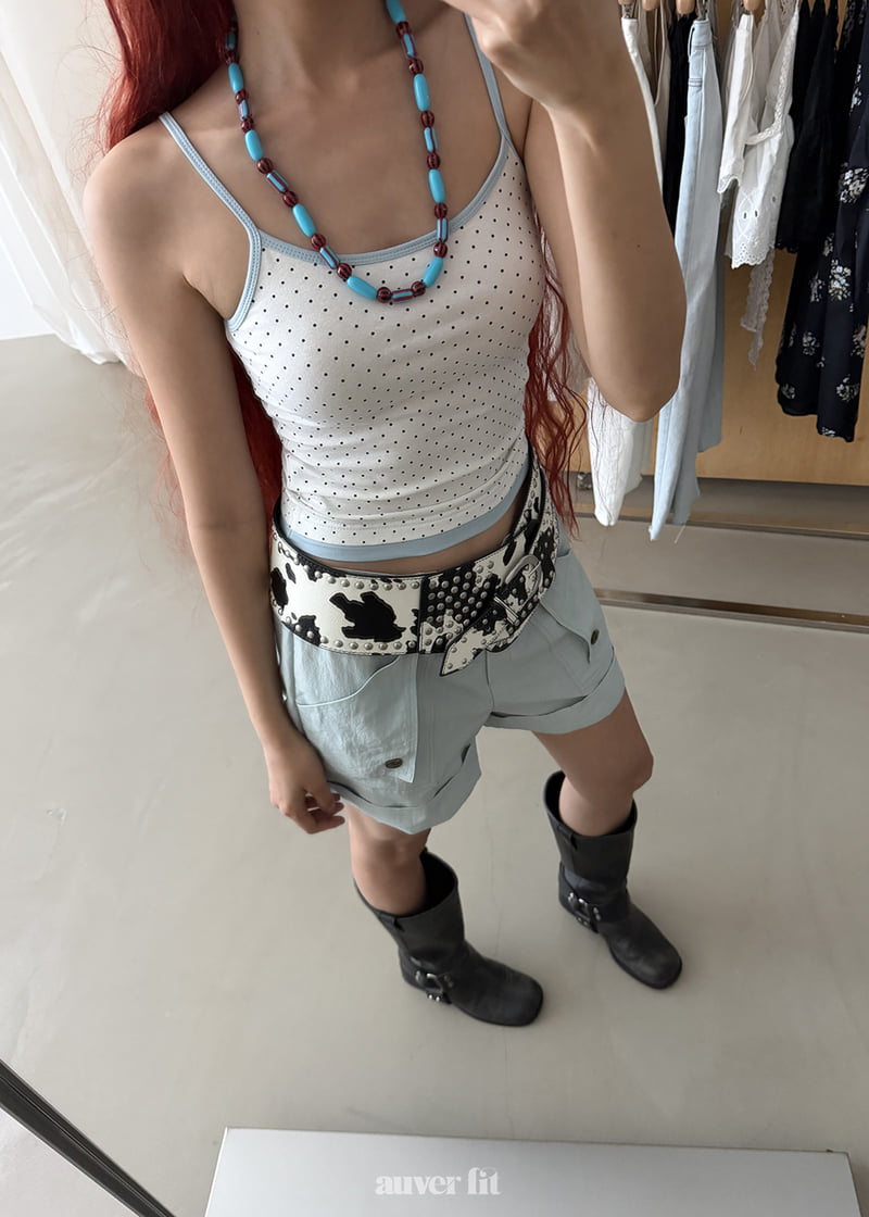 Auver_Fit - Korean Women Fashion - #restrostyle - Swim Dot Sleeveless Top - 5