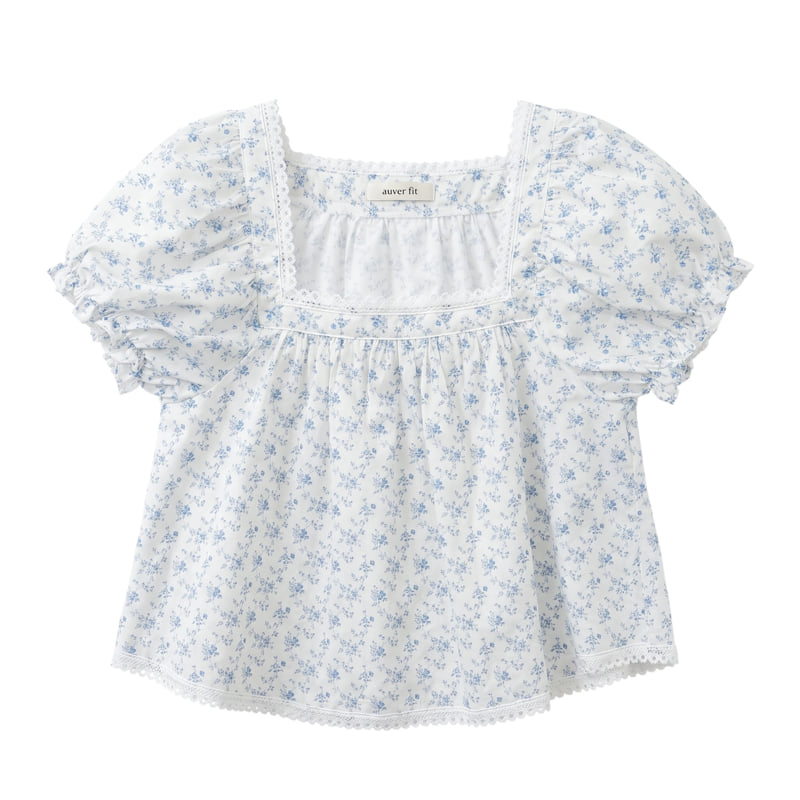 Auver_Fit - Korean Women Fashion - #romanticstyle - Reina Square-Neck Blouse - 3