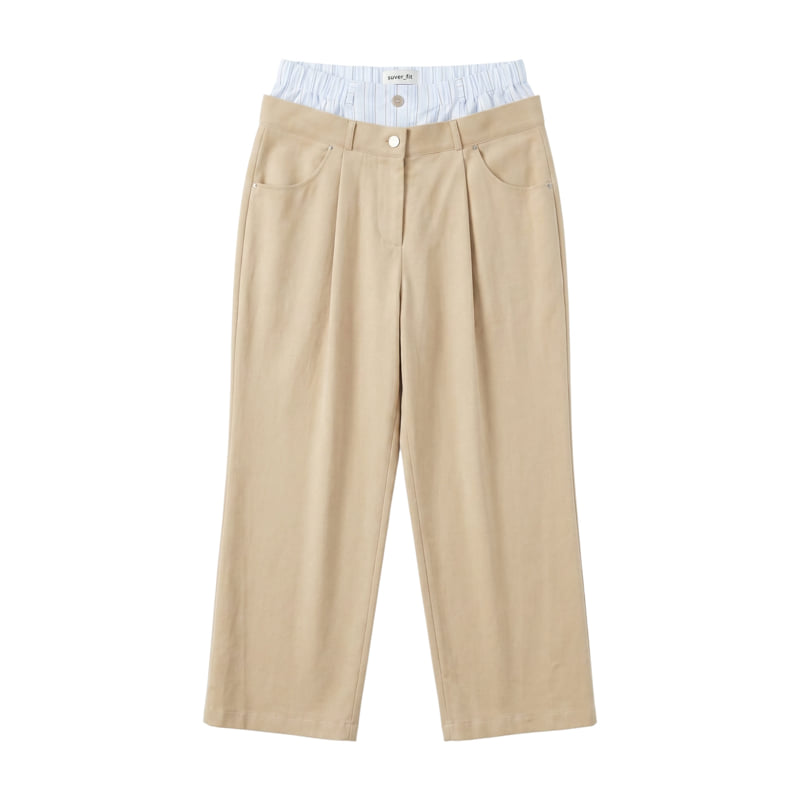 Auver_Fit - Korean Women Fashion - #romanticstyle - Double Waist Pants - 2