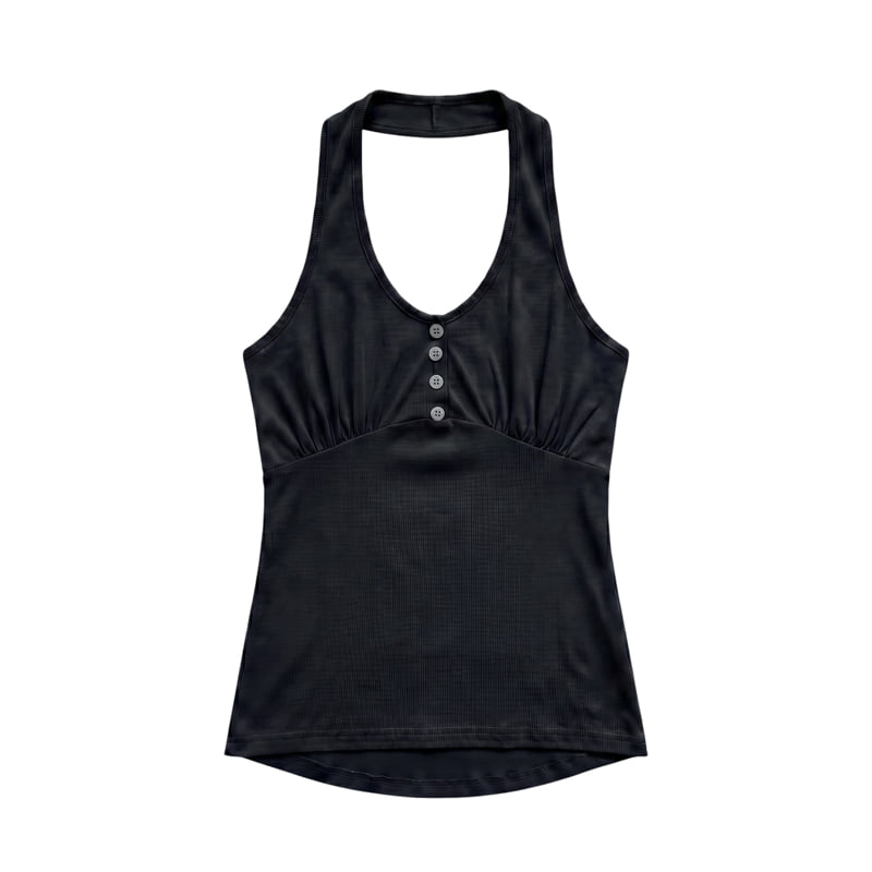 Auver_Fit - Korean Women Fashion - #thelittlethings - Halter Shirring Sleeveless Top