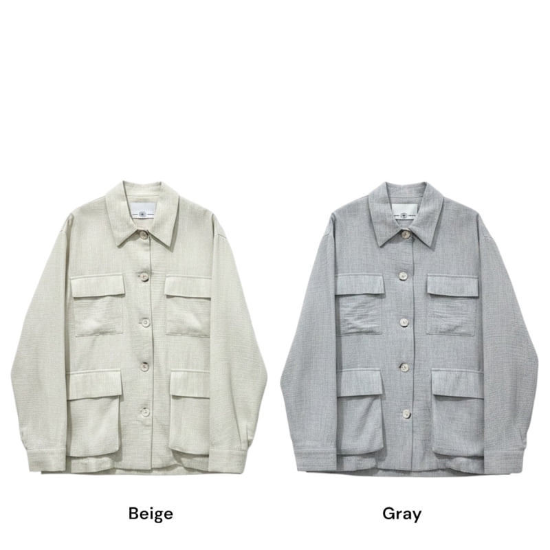 Auver_Fit - Korean Women Fashion - #womensfashion - Linen Pocket Field Jacket - 12
