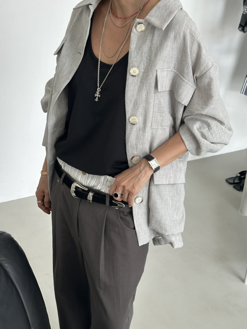Auver_Fit - Korean Women Fashion - #momslook - Linen Pocket Field Jacket - 4