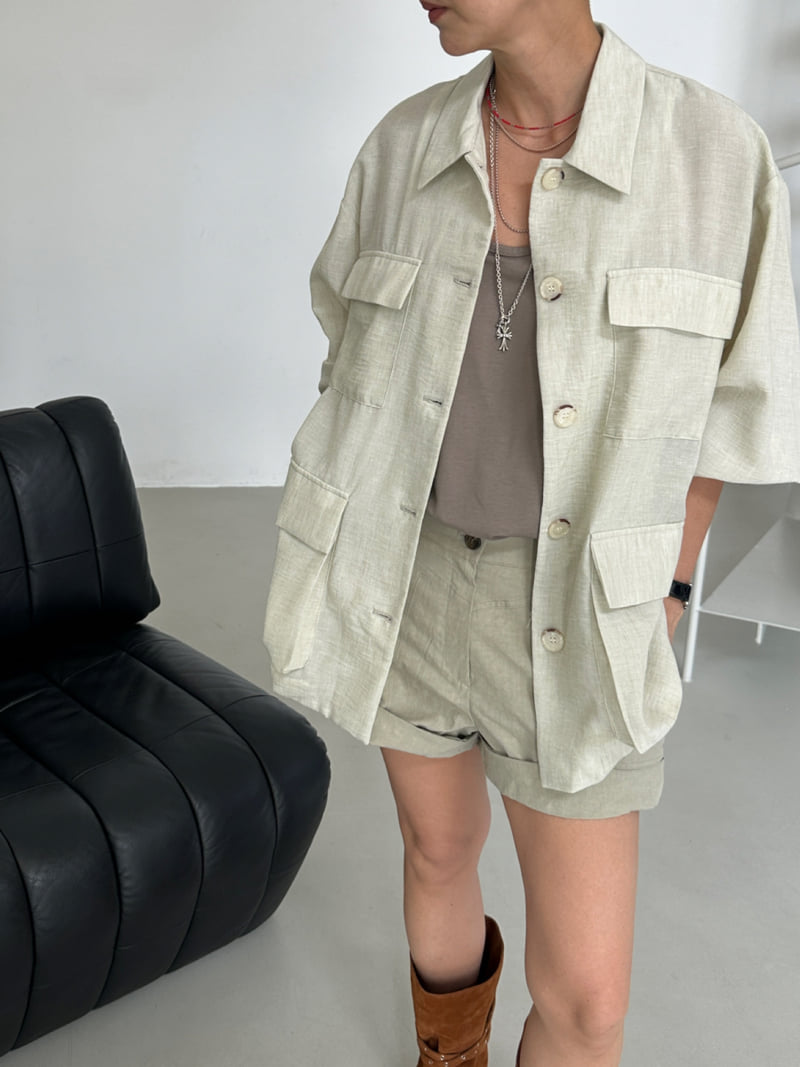 Auver_Fit - Korean Women Fashion - #womensfashion - Linen Pocket Field Jacket - 8
