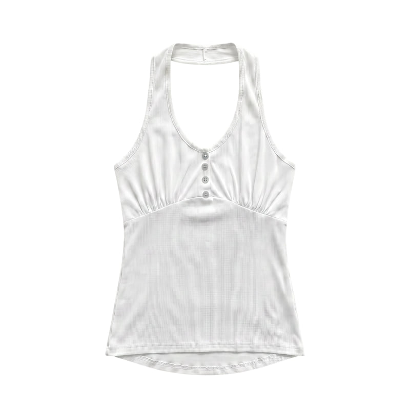 Auver_Fit - Korean Women Fashion - #womensfashion - Halter Shirring Sleeveless Top - 3
