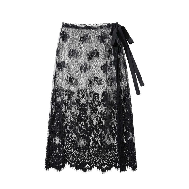 Auver_Fit - Korean Women Fashion - #womensfashion - Lace Wrap Skirt